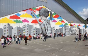 An image showing building art by artist Julien Malland
