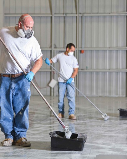 Epoxy flooring specialists at work